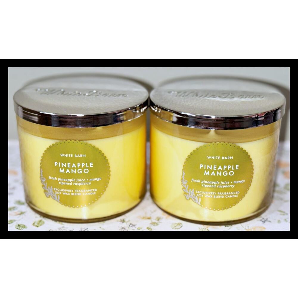 Lot of 2 Bath & Body Works Pineapple Mango Large 3-Wick Scented Candle 14.5oz